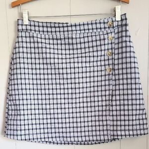 Hollister Blue Plaid With Buttons Accent Skirt, L